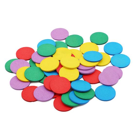 Wooden Colorful Round Geometric Chips Math Teaching Aids Educational Kids Toy