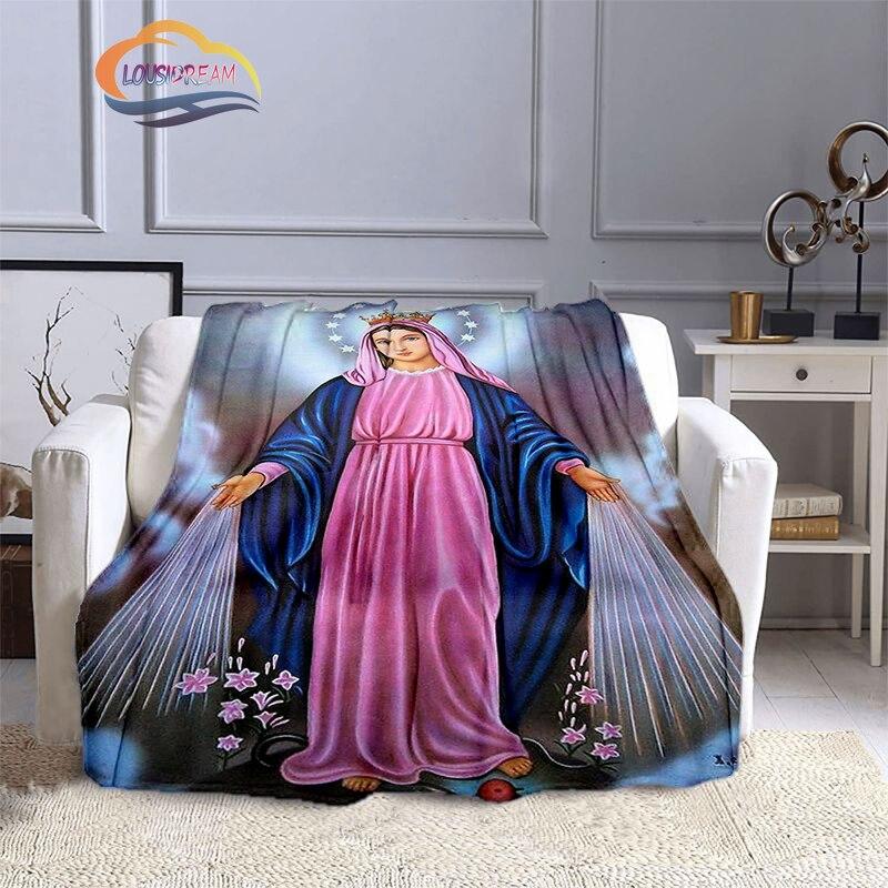 3D Printing Christ Blankets Blessed Virgin Mary Fashion Flannel Cashmere Blankets Fashion Religion Soft Bedspread Sofa Blankets