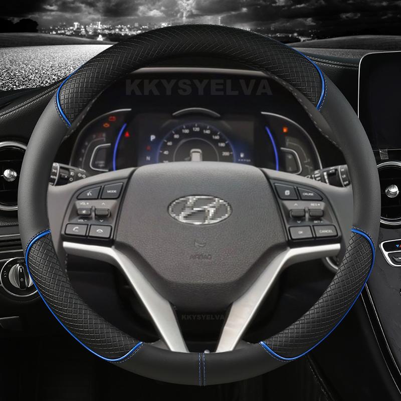 Skóra z mikrofibry osłona na kierownicę do samochodu antypoślizgowa 38cm 15 "dla Hyundai Tucson 3 2015 2016 2017 2018 Auto