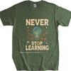 Summer top Relaxed Fit For her Oneck tshirt Plus Size Teeshirts Never Stop Learning Lightbulb Atom Design Anime Tee shirt