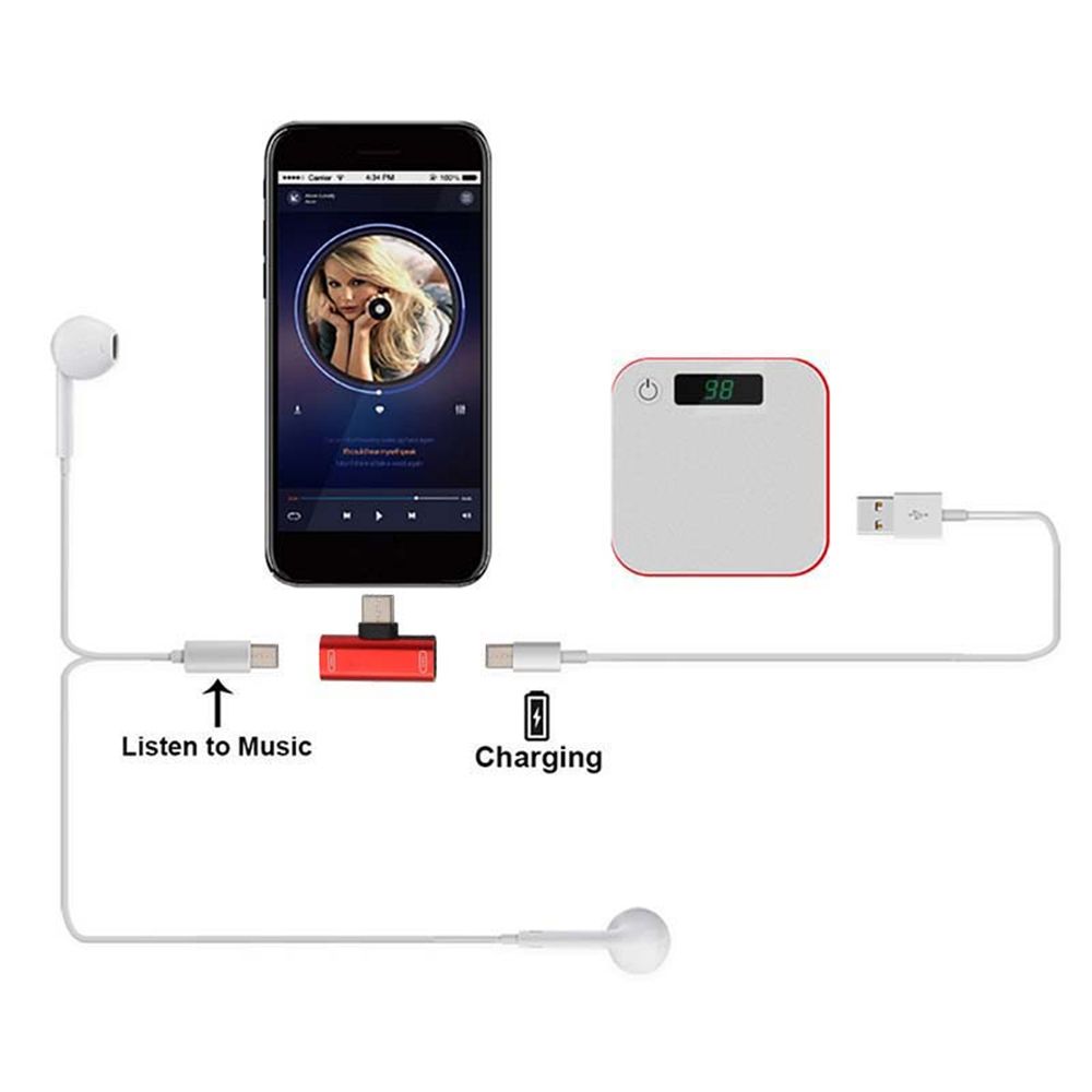 Universal USB C Metal AUX Splitter Headphone Jack Type-C To Type-C Adapter Audio Convertor