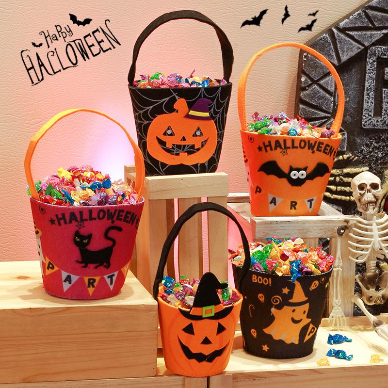 Halloween Trick or Treat Emmer Non-woven Snoeptas Kinderen Draagbare Pompoen Geest Cadeau Tote Tas