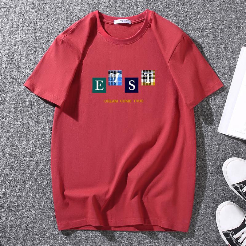 Men's Summer Short Sleeve Men's Elastic Pure Cotton Loose Casual Round Neck Tee Men's Sports Breathable Plus Size Comfortable T-shirt