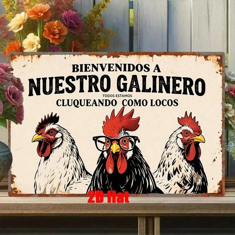 Vintage Retro Spanisches Hähnchen Metallposter Wanddeko für die Küche