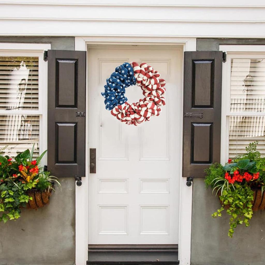 Red White Blue Burlap Wreath for July 4th and Memorial Day