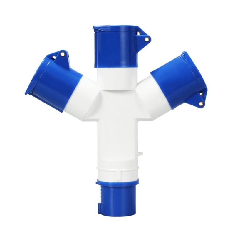 16A 2/3 Way Splitter Corrosion Resistant Electric Mains Hook Up Adapter for Caravans Motorhomes