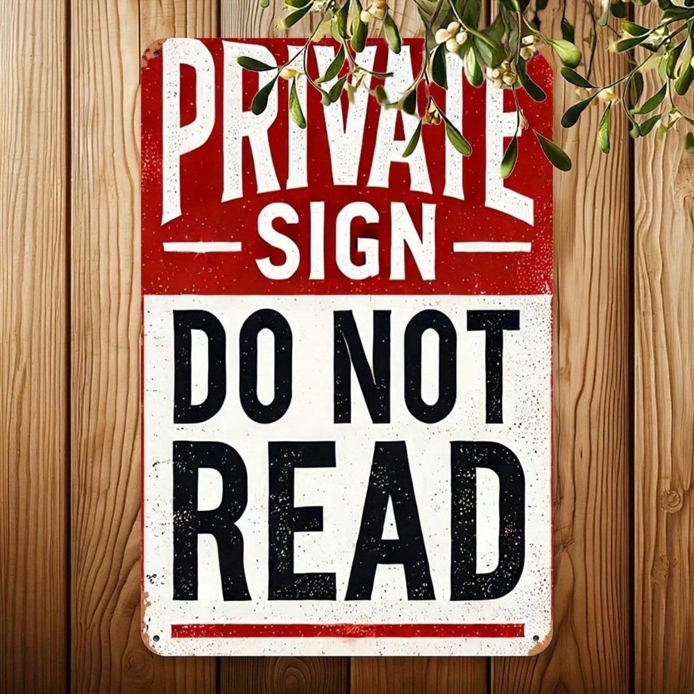Panneau Privé Amusant Merci de Ne Pas Lire Décoration Murale en Métal, Plaque en Fer Rustique Rouge et Noir 20x30 cm, Décoration Humoristique pour Bar Café