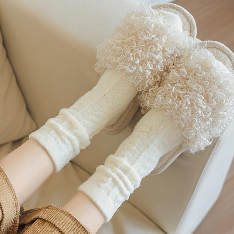 Female Winter Thickened Velvet Warm Solid Color Twist Home Sleeping Month Long Socks