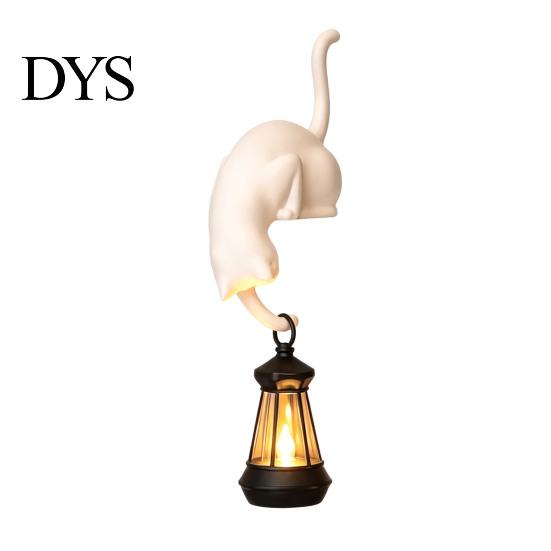 Decorative Key Holder 3D Printed Cat Shelf Sitter with Lantern, Whimsical Figurine Hook for Creative Home Decor Accessories Keys, Book Edge