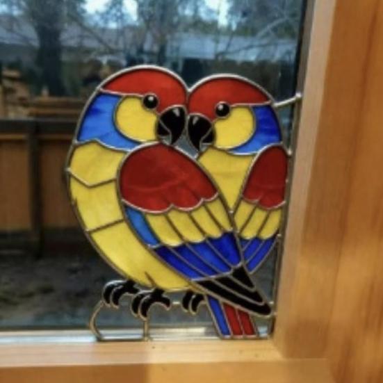 Bird Suncatcher Stained Glass Acrylic Window Ornament with Copper Foil Edge Gifts for Women Mom Grandma Bird