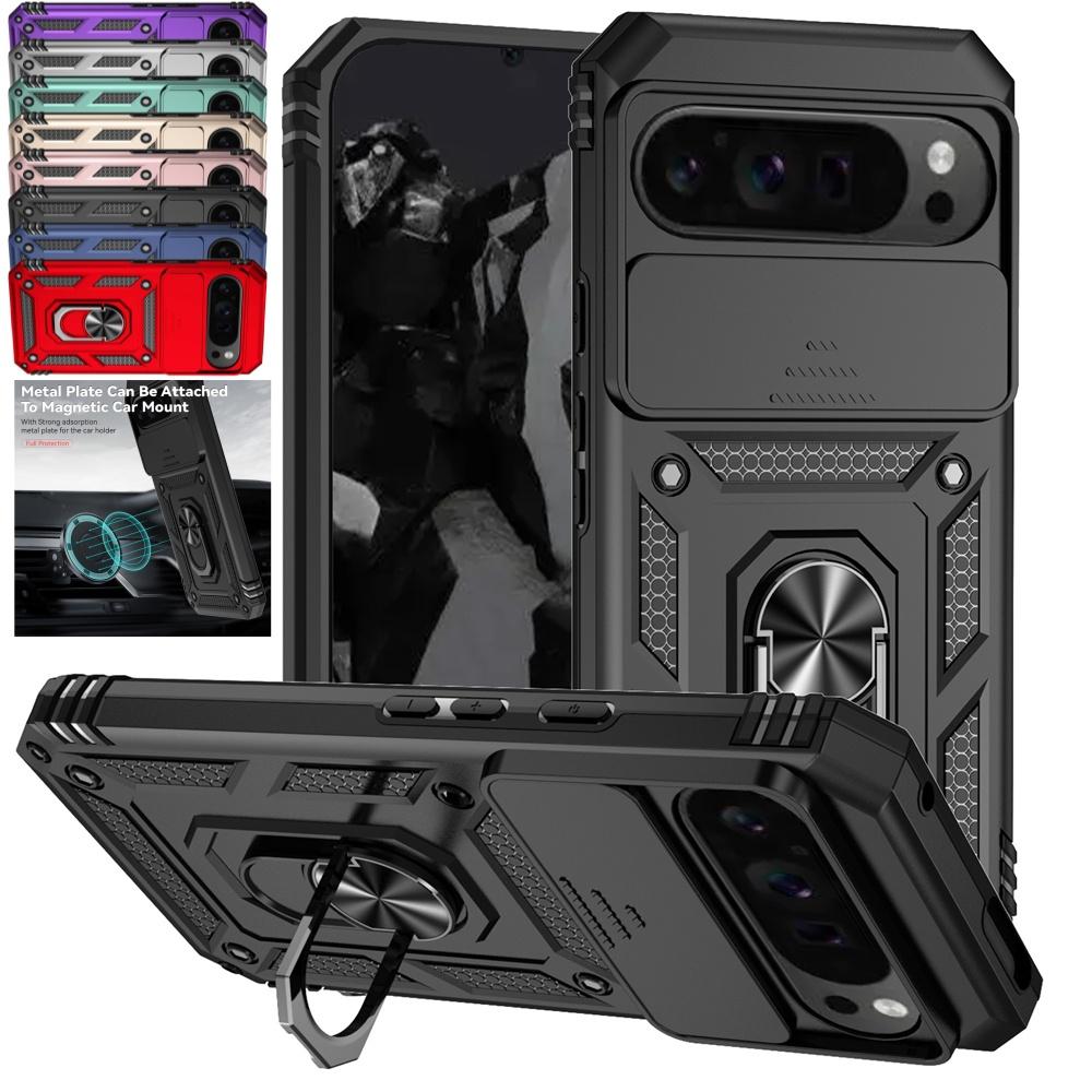 Shockproof Armor Magnetic Car Holder Ring Case For Google Pixel 10 Pro XL 5G Slide Lens Protect Cover For Pixel10 10Pro