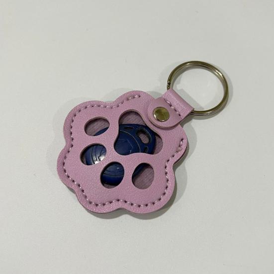 Faux Leather Pet Hair Keychain Dog Cat Claw Shape Souvenir Keyring