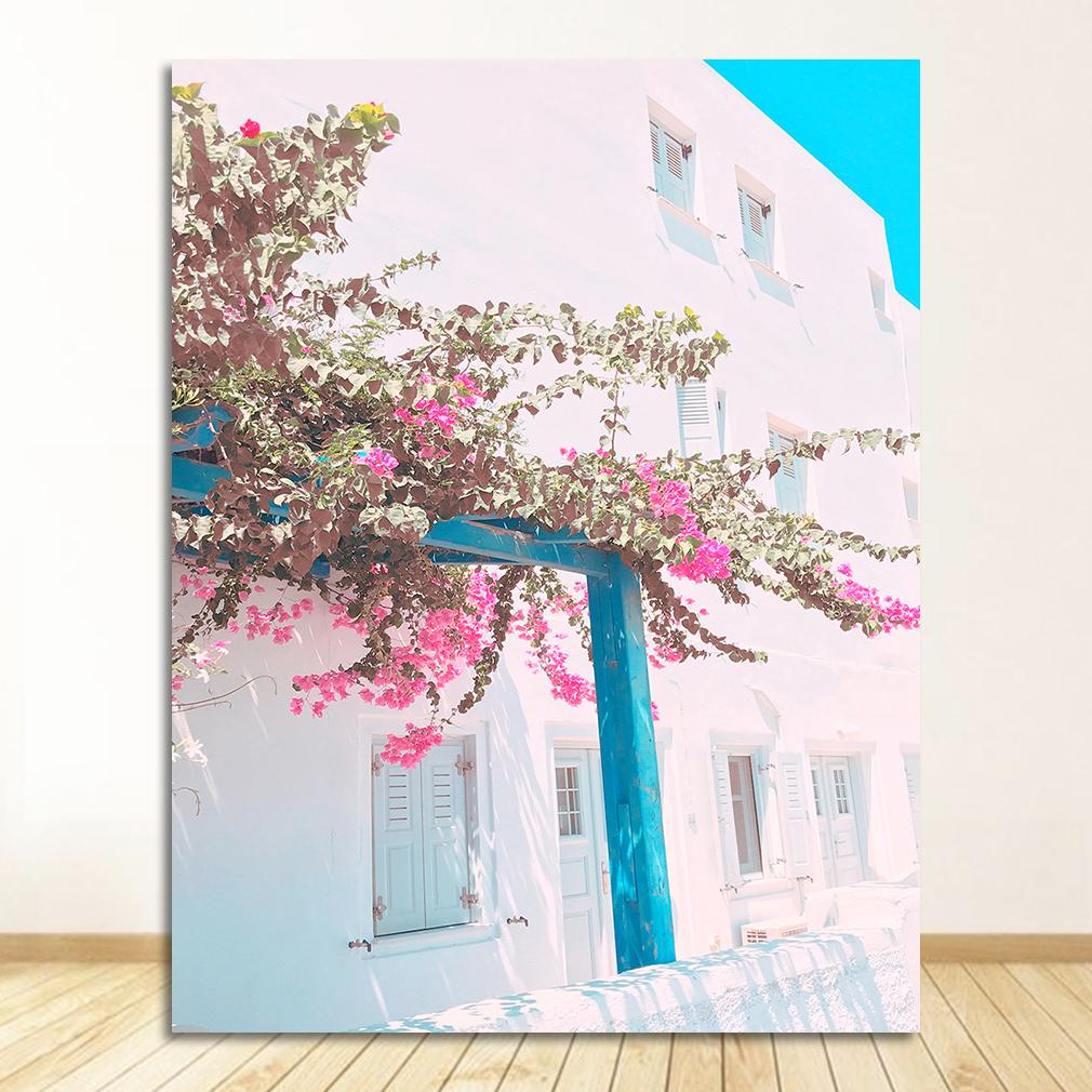 Griechische Insel Reiseposter Minimalistische Wandkunst Leinwandgemälde Sommer Griechenland Drucke Mamma mia College Wohnheim Dekor Santorini