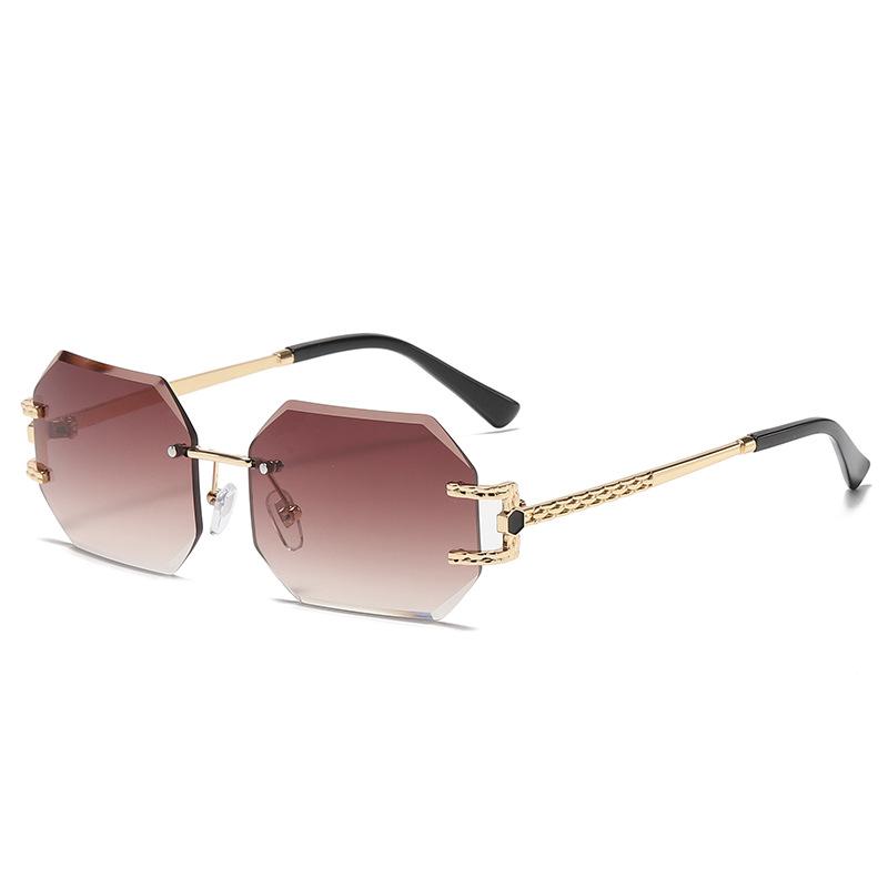 Retro Rimless Polygon Sun Glasses Women Brand Designer Sunglasses Fashion Shades Square Cutting Lens Ladies Frameless Eyeglasses