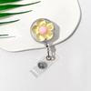 1pcs Cute Transparent Floral Badge Reel for Women Retractable Worker ID Card Pull Buckle Doctore Nurse ID Card Badge Holder Clip