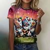 Summer Round Neck 3D Santa Claus Printed Top Fashionable Casual Short Sleeved Women's T-shirts