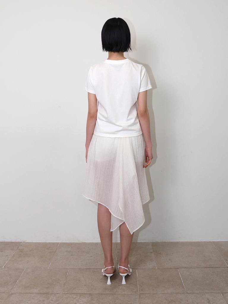 Minderly Sheer Asymmetric Wrinkle Skirt - Ivory
