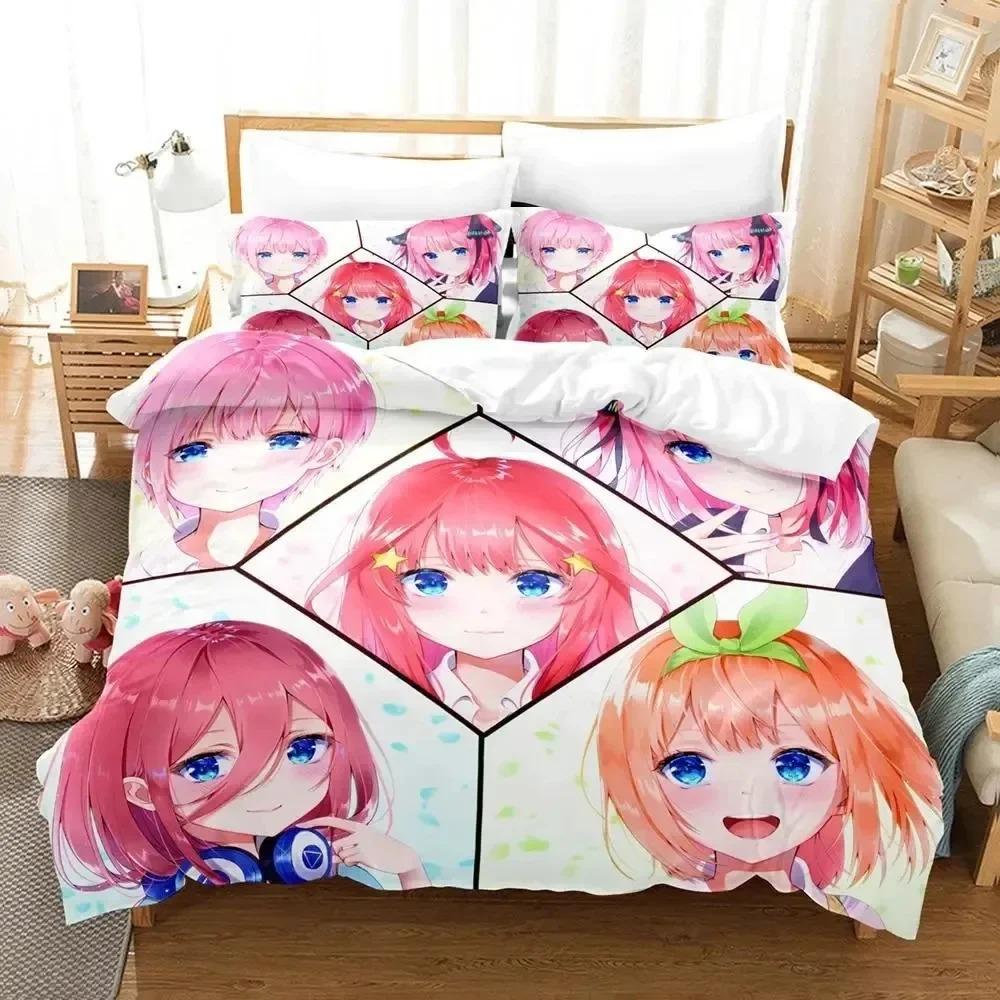 Anime Quintessential Quintuplets Sleep Bedding Kit Boys Girls Single Size Queen Size Size Bed Cover Pillowcase Bed Kids Adult Home Use Textileextile