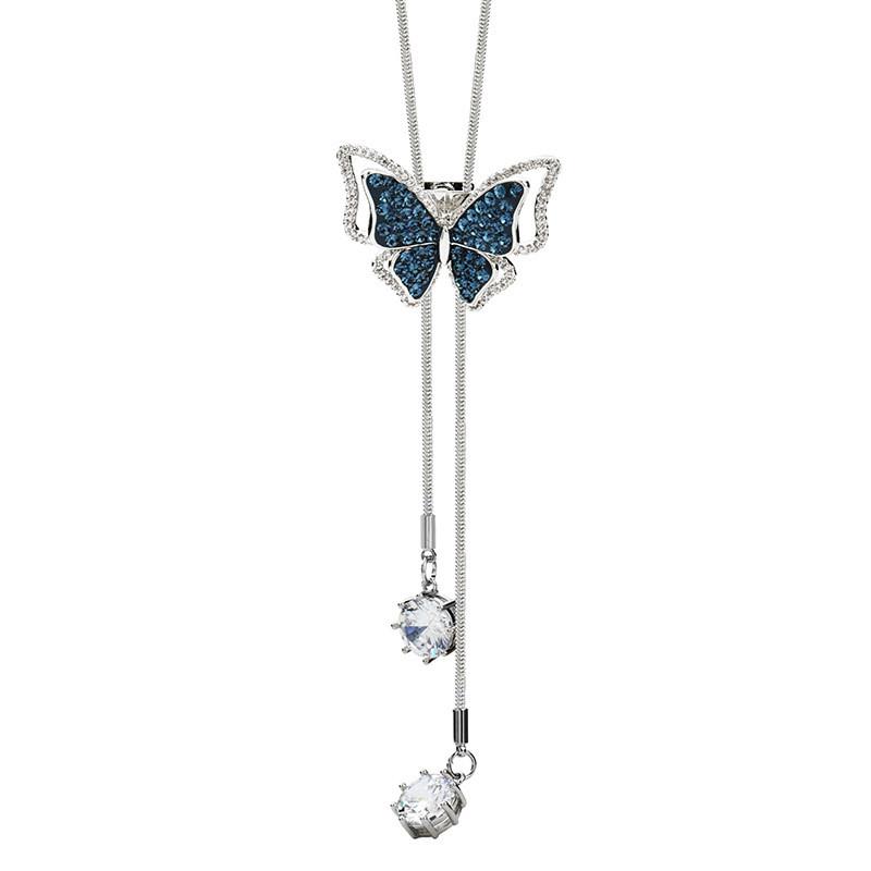 Butterfly Pendant Necklace Alloy Snake Chain Gift For Women And Men