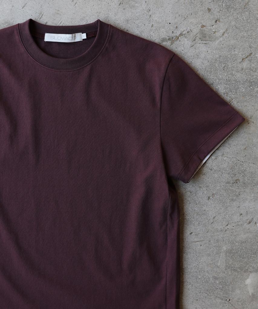 SLOWACID Sa Refined Flip-Cuff Semi-Crop Tee [Dark Plum]
