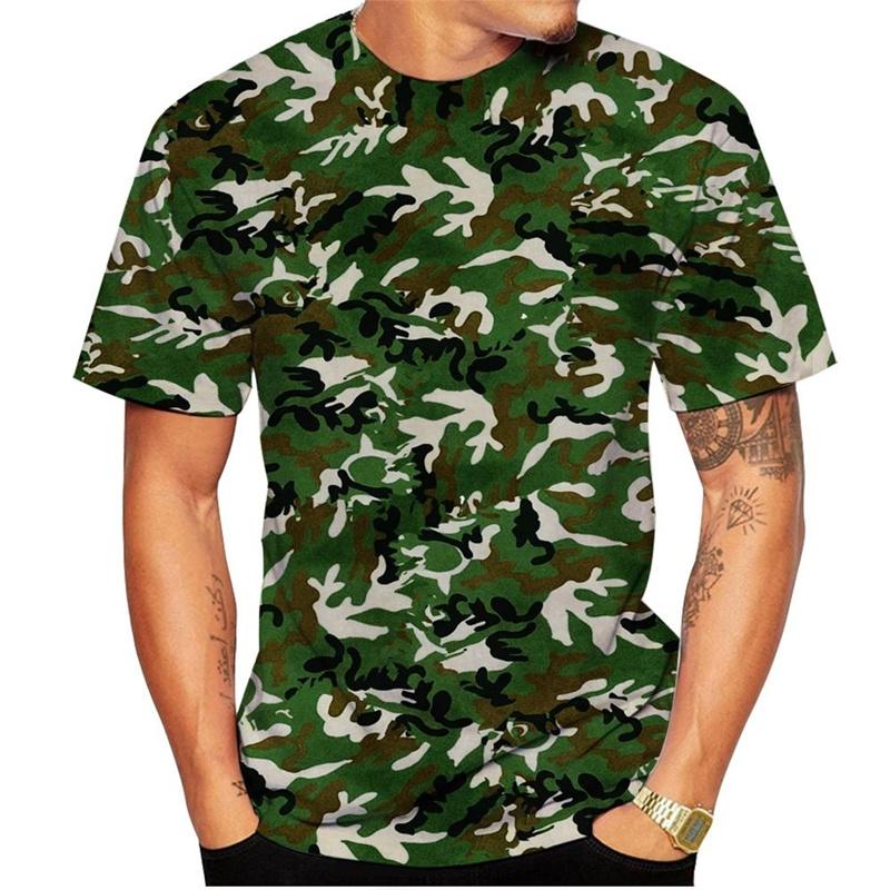 Outdoor Camping Casual Short Sleeve Camo Sports Gym Fitness Soldiers T-shirt Clothing New Camouflage 3D Printed T Shirt For Men