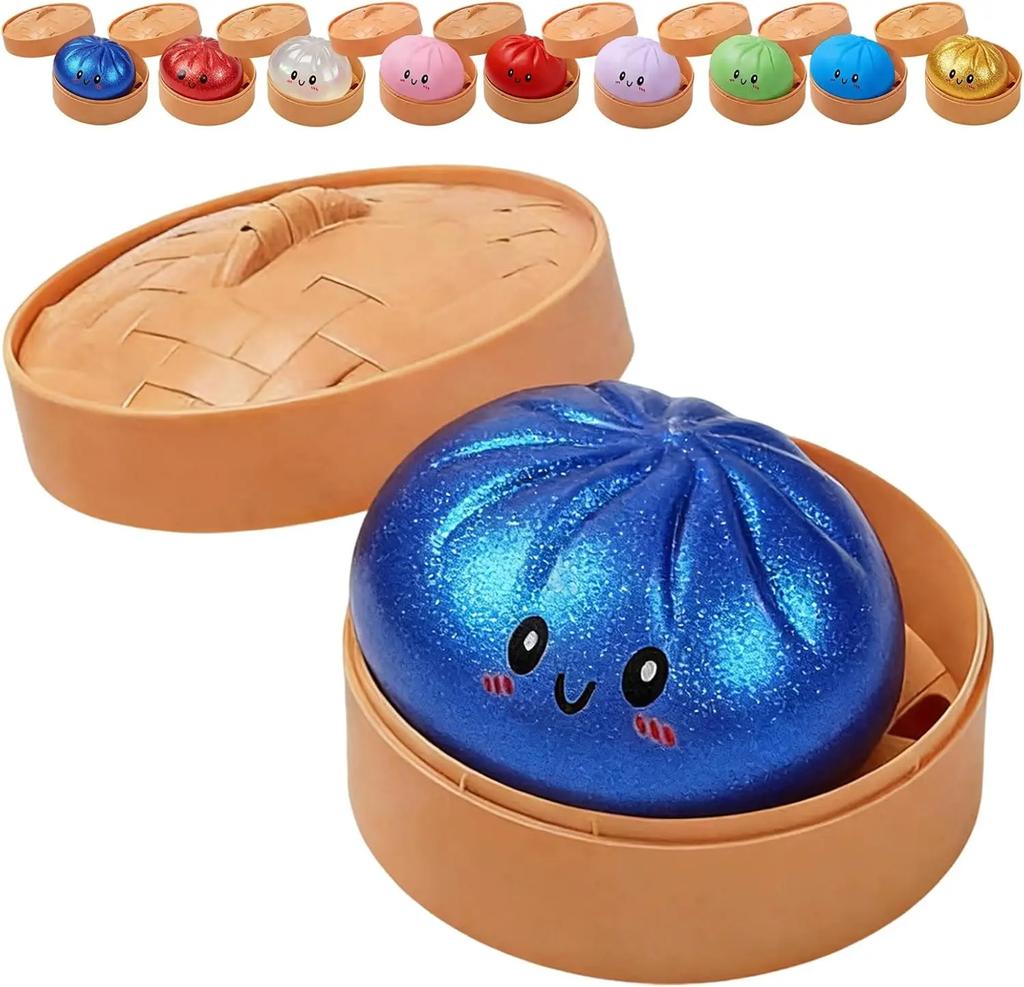 Colorful Simulated Dumpling Squishy Relaxing Relieve Anxiety Antistress Enhance Happiness Reusable Rebound Squeeze Reliever Toy