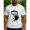 European Size Minimalist Abstract Basketball Men's Printed Short-sleeved Shirt, Regular Sweat-absorbing and Quick-drying Sports T-shirt