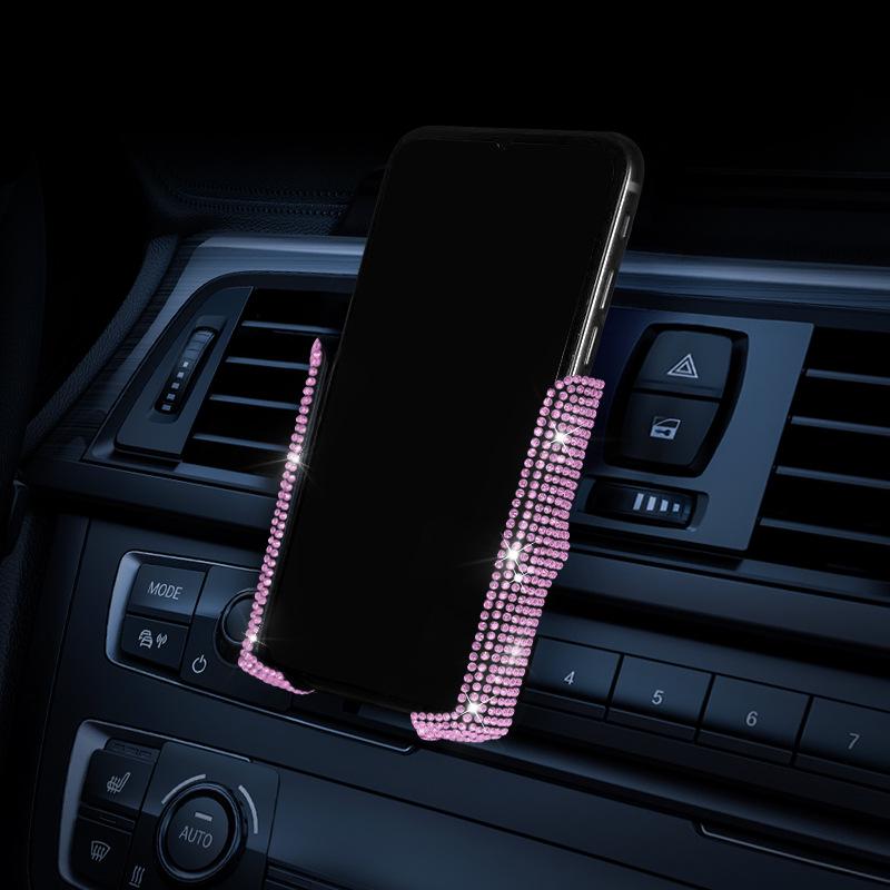 Rhinestone Dual-Function Car Phone Holder - Cute Air Vent Navigation Mount
