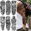 Tatuaggi temporanei totem India Maori per uomo donna adulto teschio nero adesivo tatuaggio tribale manica tatuaggi impermeabili finti Dacel