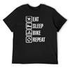 Essen, schlafen, Rad fahren, wiederholen T-Shirt individuelles T-Shirt Tierdruck für Jungen Tees koreanische Mode Slim-Fit T-Shirts für Männer