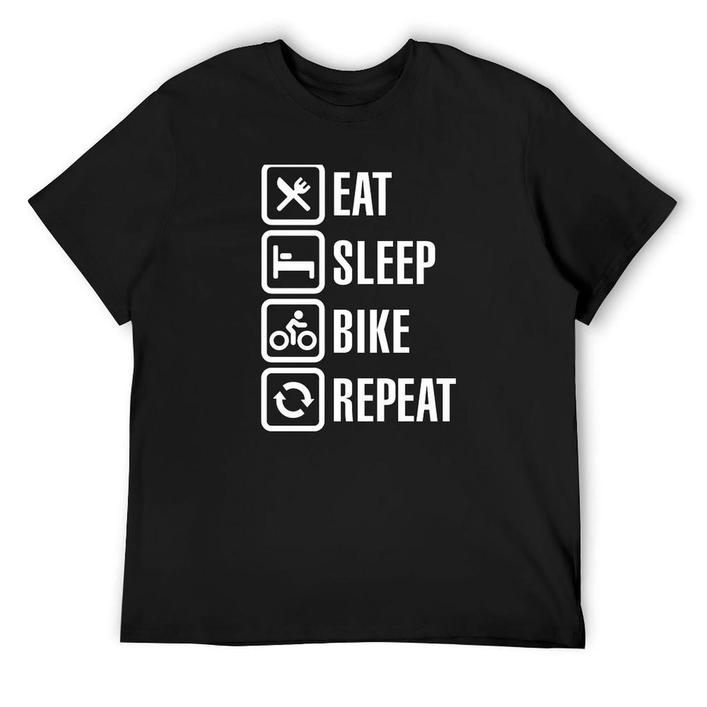 Essen, schlafen, Rad fahren, wiederholen T-Shirt individuelles T-Shirt Tierdruck für Jungen Tees koreanische Mode Slim-Fit T-Shirts für Männer