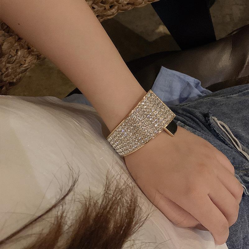 Fashion Personality Zircon Cuff Bracelet Opening Wide Bangle Bracelet Trendy Party Jewelry KTJ