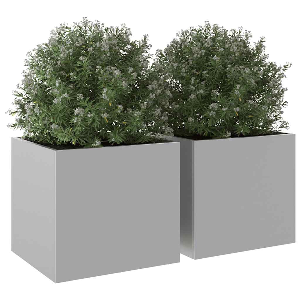 Planters 2 Pcs Silver 32 X 30 X 29 Cm Galvanized Steel