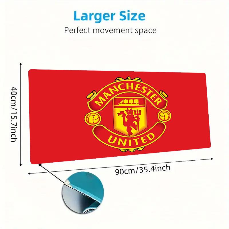 Podložka pod myš Manchester United FC, Veľká podložka na herný stôl, Protišmyková XXL podložka pod myš pre notebook a tablet, Mini PC podložka na hranie so šitými okrajmi
