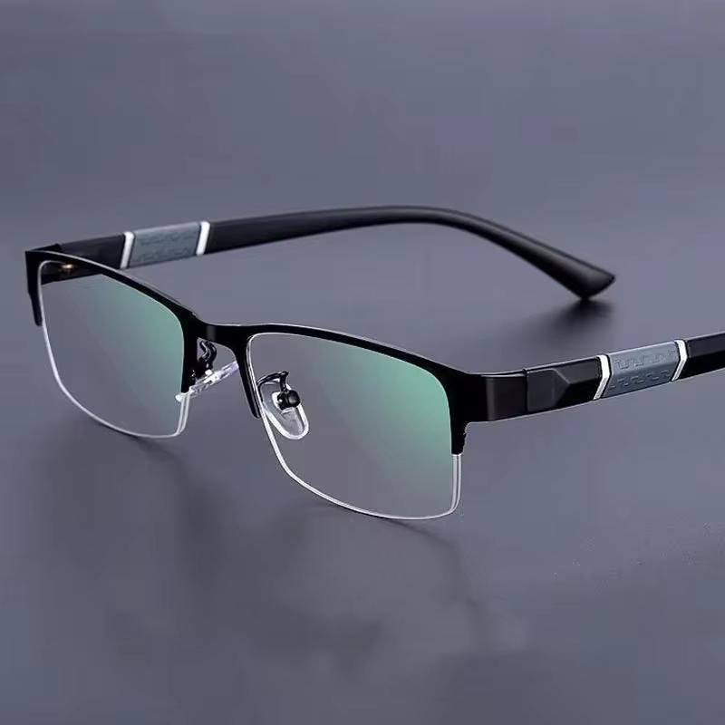 Vintage Metal Half Frame Reading Glasses Anti-blue Light Farsighted Eyeglasses Men Women Business Eyewear Diopter 0 To -4.0