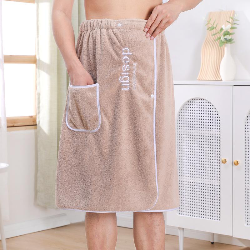 Men Bath Towel Absorbent Quick Dry Bath Wrap Towel with Secure Buckle And Pocket for Gym Spa Sauna Shower