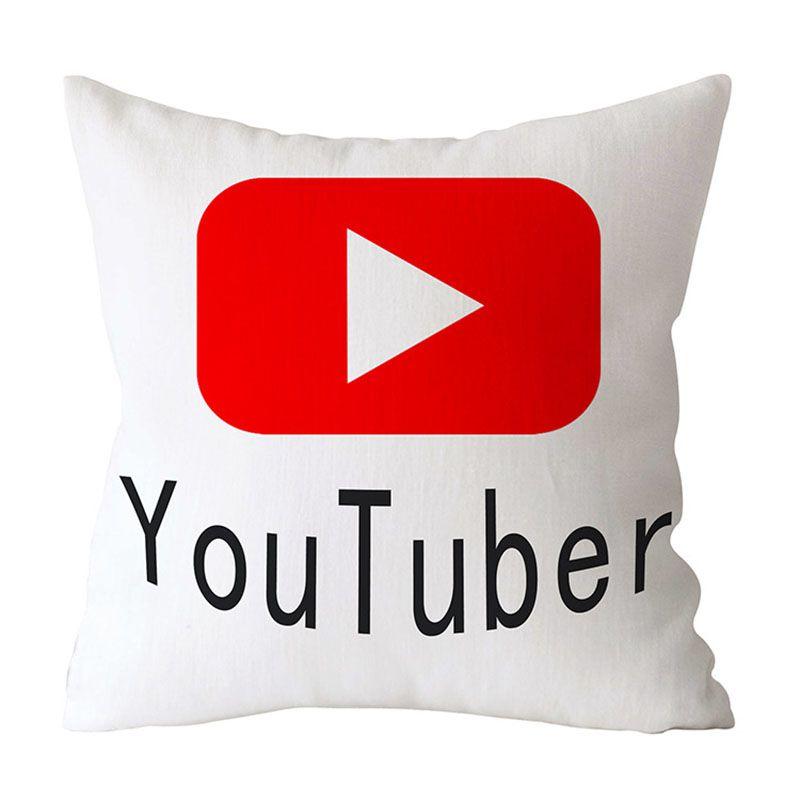 Cotton Linen Pillow Case With Unique Youtube Play Movie Video Music Subscribe Design For Home And Office Decor