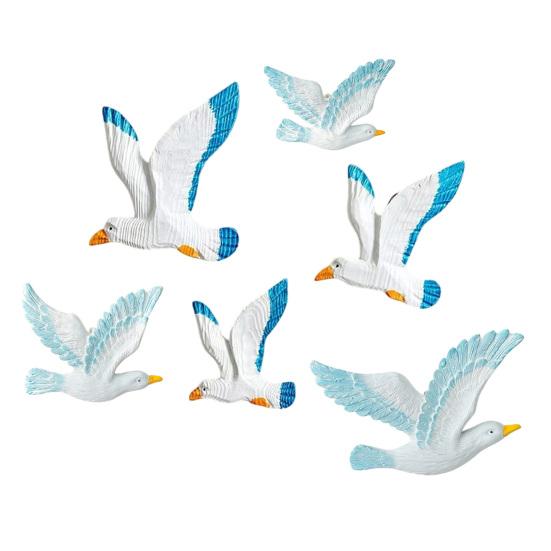 3 Pcs Coastal Seagulls Wall Decor Nautical Resin Sea Birds Wall Plaques Ocean Wall Hanging Sculpture for Living Room Bar Cafe Home Decor