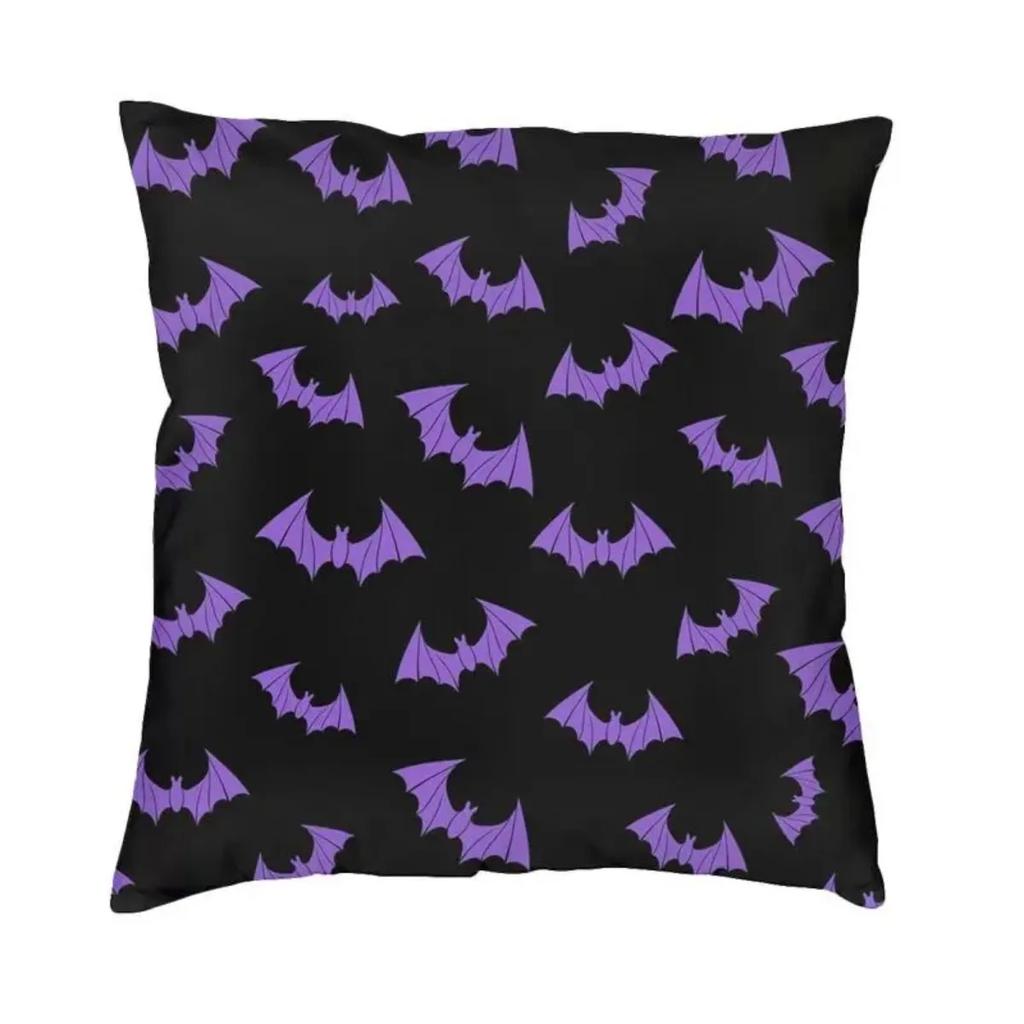 Pastell Goth Rosa Schwarze Fledermäuse Nordischer Dekokissenbezug Home Dekorative Halloween Hexe Stuhlkissen 45x45cm Kissenbezüge