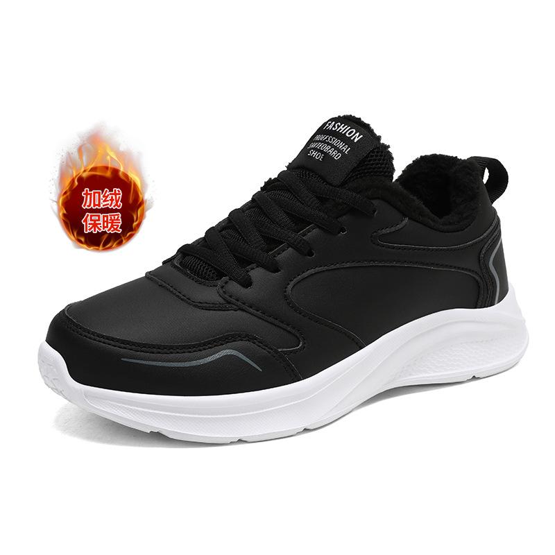 Fleece Warm Two Cotton Shoes Winter New Leather Sneakers Non-slip Waterproof Student Running Shoes