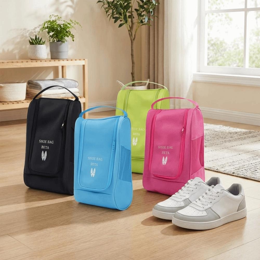 Durable Oxford Cloth Shoe Storage Bag Breathable Hand-Held Travel Shoe Bag with Zipper Tear Resistant Golf Shoe Bag for Home
