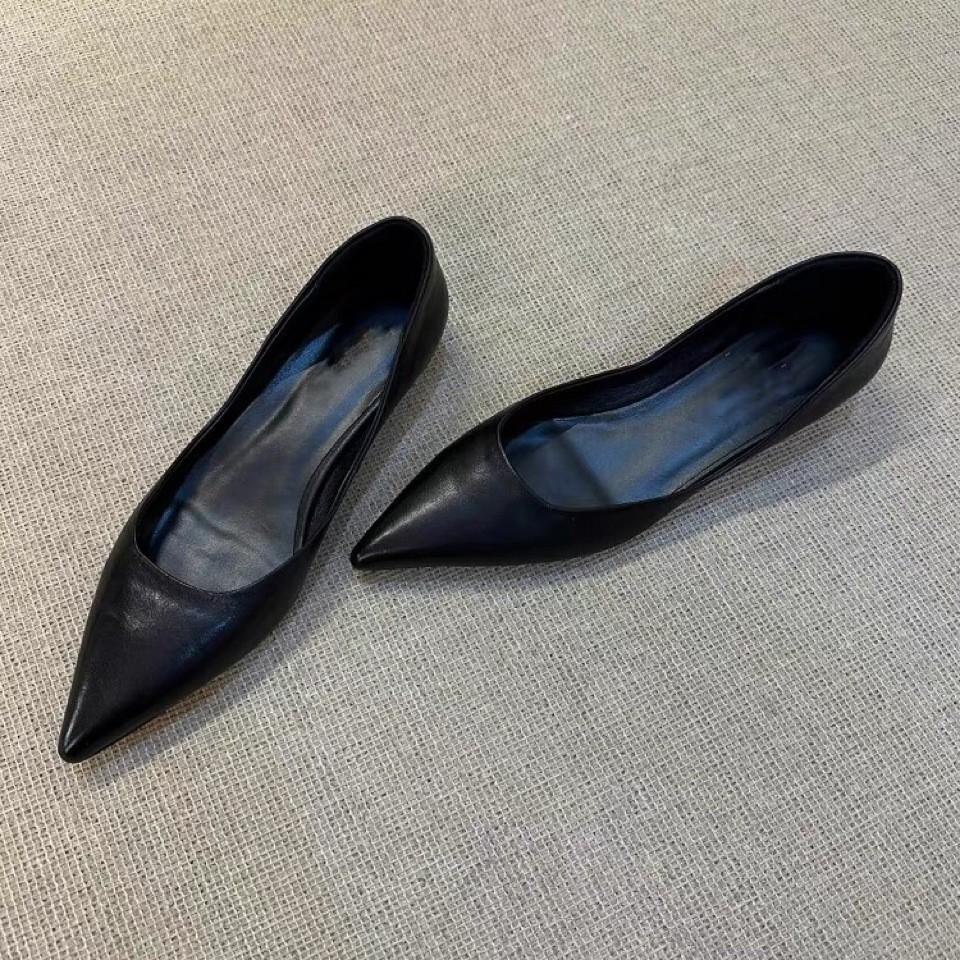 Handmade Leather Pattern French Temperament Shallow Mouth Single Shoes Women's 2025 New Pointed Simple Versatile Professional Work Shoes Daily