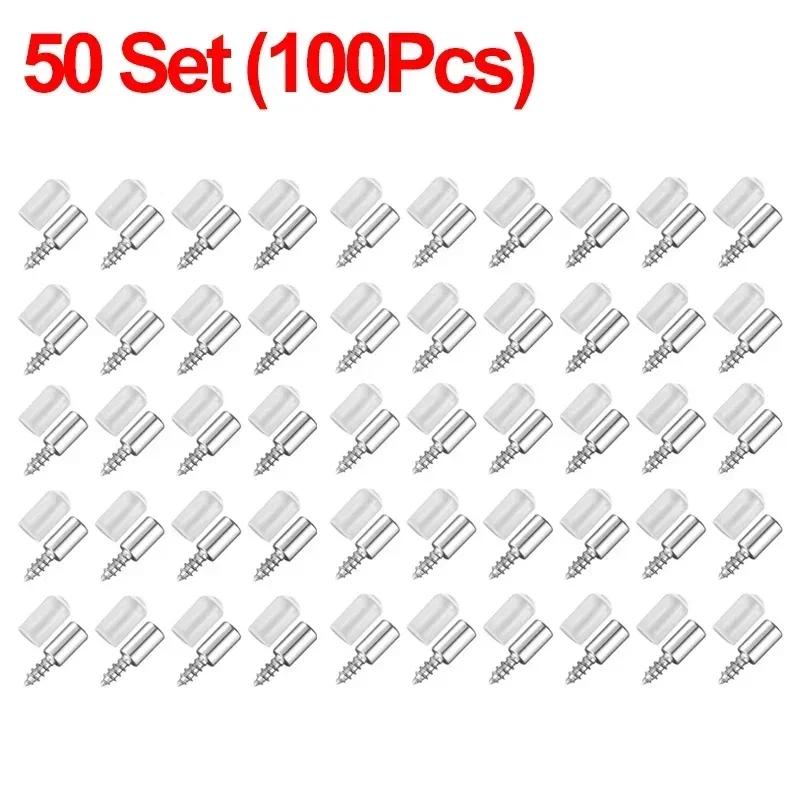 10/100Pcs Self Tapping Cross Screw Layer Plate Holder Wardrobe Septum Brackets Fixed Nail Shelf Support Pegs with Nonslip Sleeve