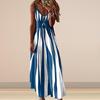 Women's Casual Suspender V-neck Geometric Pattern Long Dress