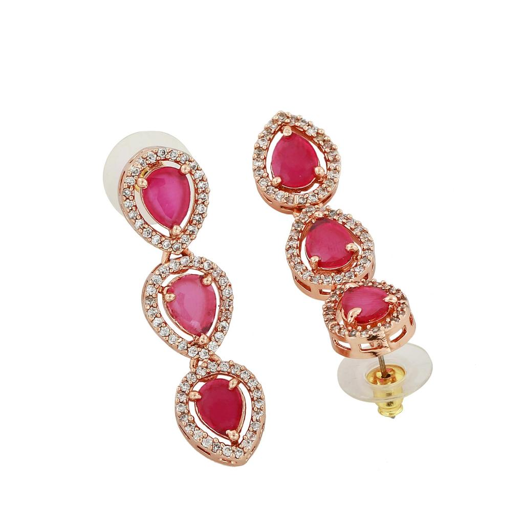 Estele Damen-Ohrringe mit kostbaren Birnen und Roségold plattiert mit Zirkonia