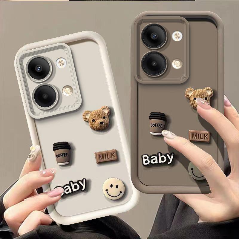A78 a58 4G Custodia in silicone con orso 3D con cartone animato carino per OPPO Realme C53 C55 C30 C21 C21Y Custodia antiurto Realme C20 C25 C15 C11 C51