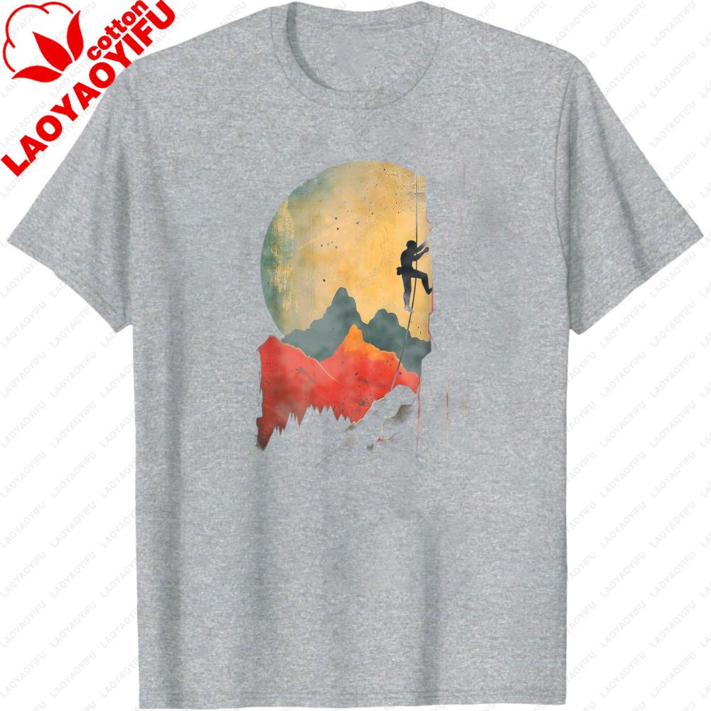 Bergsteigen Abenteuer Sonnenuntergang Landschaft Outdoor Sport Geschenk Top Herren T-Shirt Sommer Lässig Mode Kurzarm T-Shirts