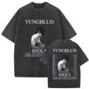 Vintage Washed Yungblud IDOLS The World Tour  T Shirts Mens Women Hip Hop High Quality Gothic Oversized Tshirts Streetwear