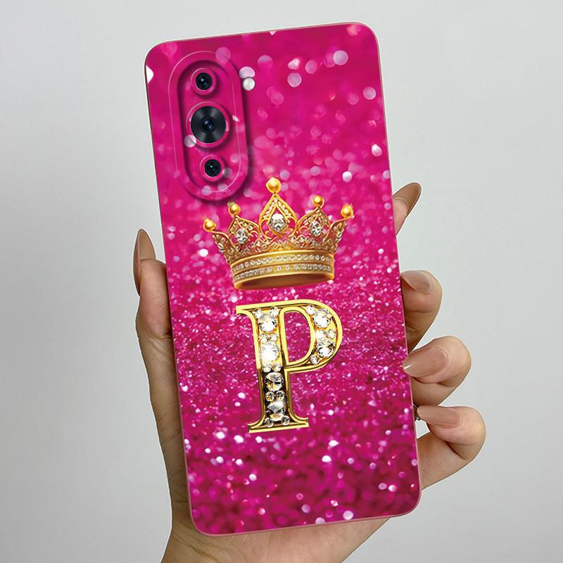For Huawei Nova 10 Pro Nova10 Crown Initial Letter Couple Phone Case Huawei Nova 10 10Pro Soft Silicone TPU Protective Casing