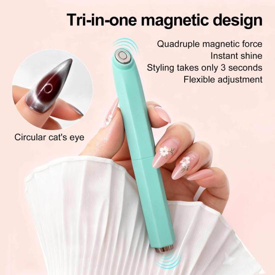 1/2 Pièces Aimant pour Ongles Oeil de Chat à Double Tête Stylo Magnétique pour Vernis à Ongles Outil Magnétique pour Design d'Ongles Oeil de Chat pour la Maison et le Salon pour Femmes